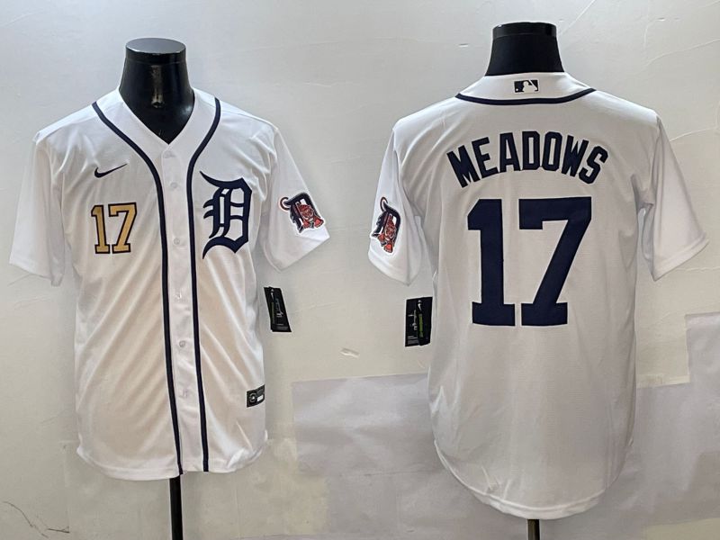 Men Detroit Tigers #17 Meadows White Game 2025 Nike MLB Jersey style 3113->detroit tigers->MLB Jersey
